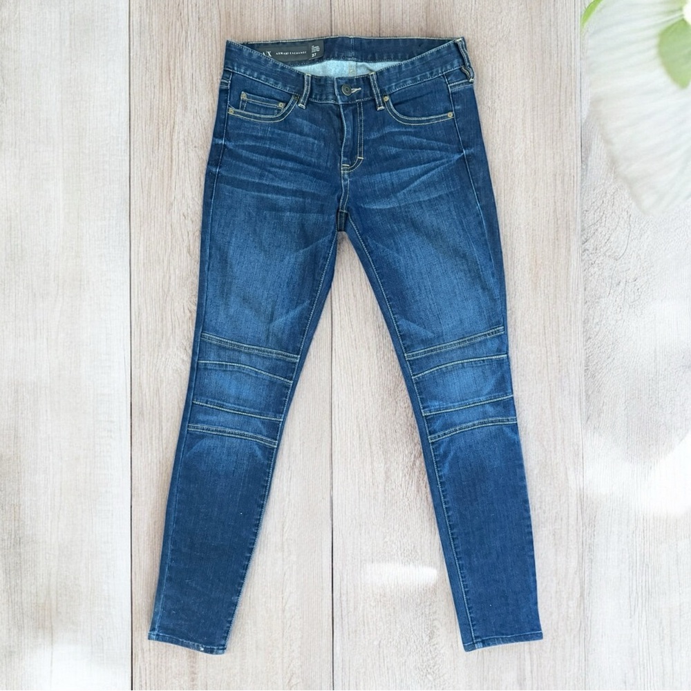 Armani Exchange Blue Jean Biker Moto Leggings Coolants Women Size 27